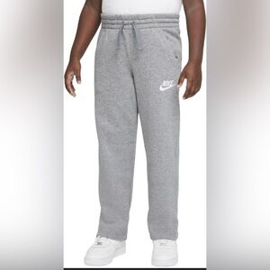 Kids Nike Club Fleece Open Hem in Carbon Heather/ Cool Gray Sweatpants Size S